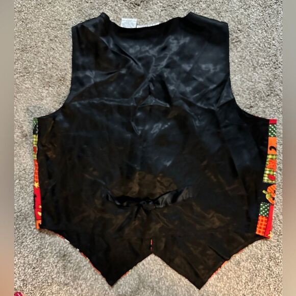 Vintage 90s Basic Editions Halloween Witch Black Cats Bats Jack O Lantern Vest - Picture 6 of 6